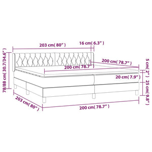 Κρεβάτι Boxspring με Στρώμα Σκούρο Γκρι 200x200 εκ. Υφασμάτινο - Pakobazaar