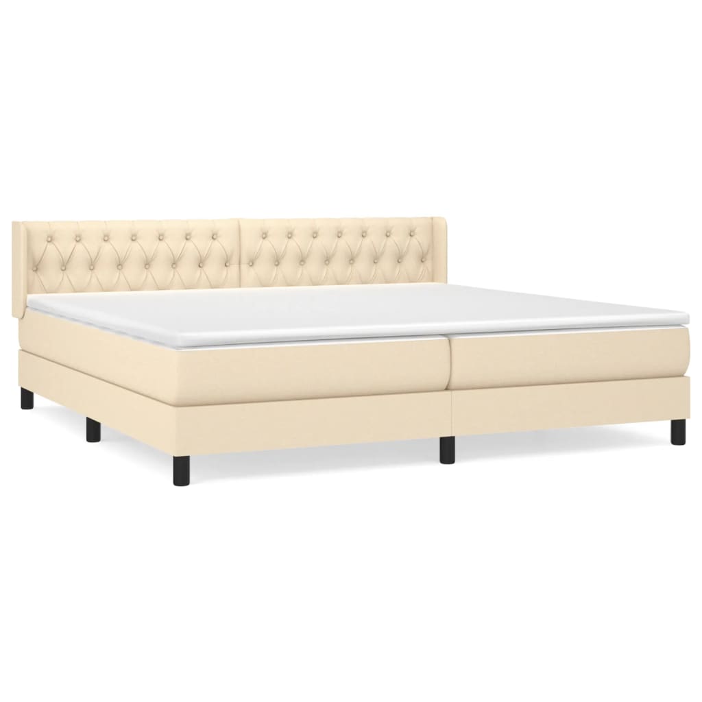 Κρεβάτι Boxspring με Στρώμα Κρεμ 200x200 εκ. Υφασμάτινο