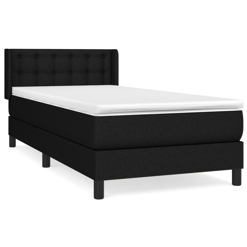 Κρεβάτι Boxspring με Στρώμα Μαύρο 90x190 εκ.Υφασμάτινο
