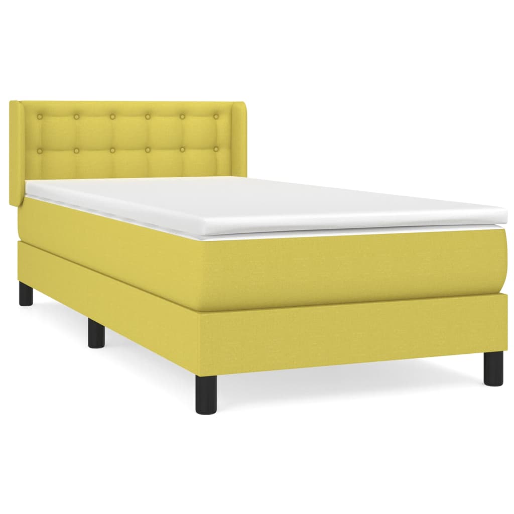 Κρεβάτι Boxspring με Στρώμα Πράσινο 90x190 εκ.Υφασμάτινο