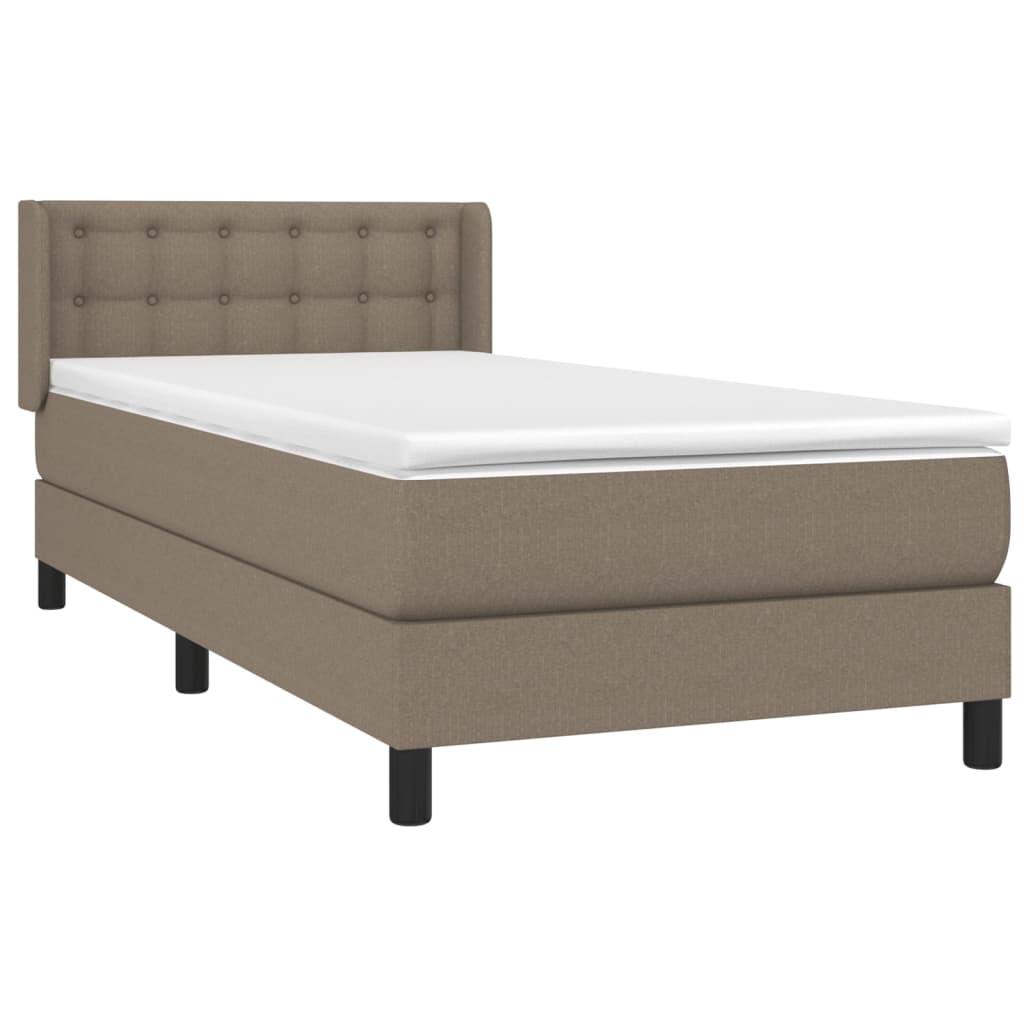 Κρεβάτι Boxspring με Στρώμα Taupe 100 x 200 εκ. Υφασμάτινο