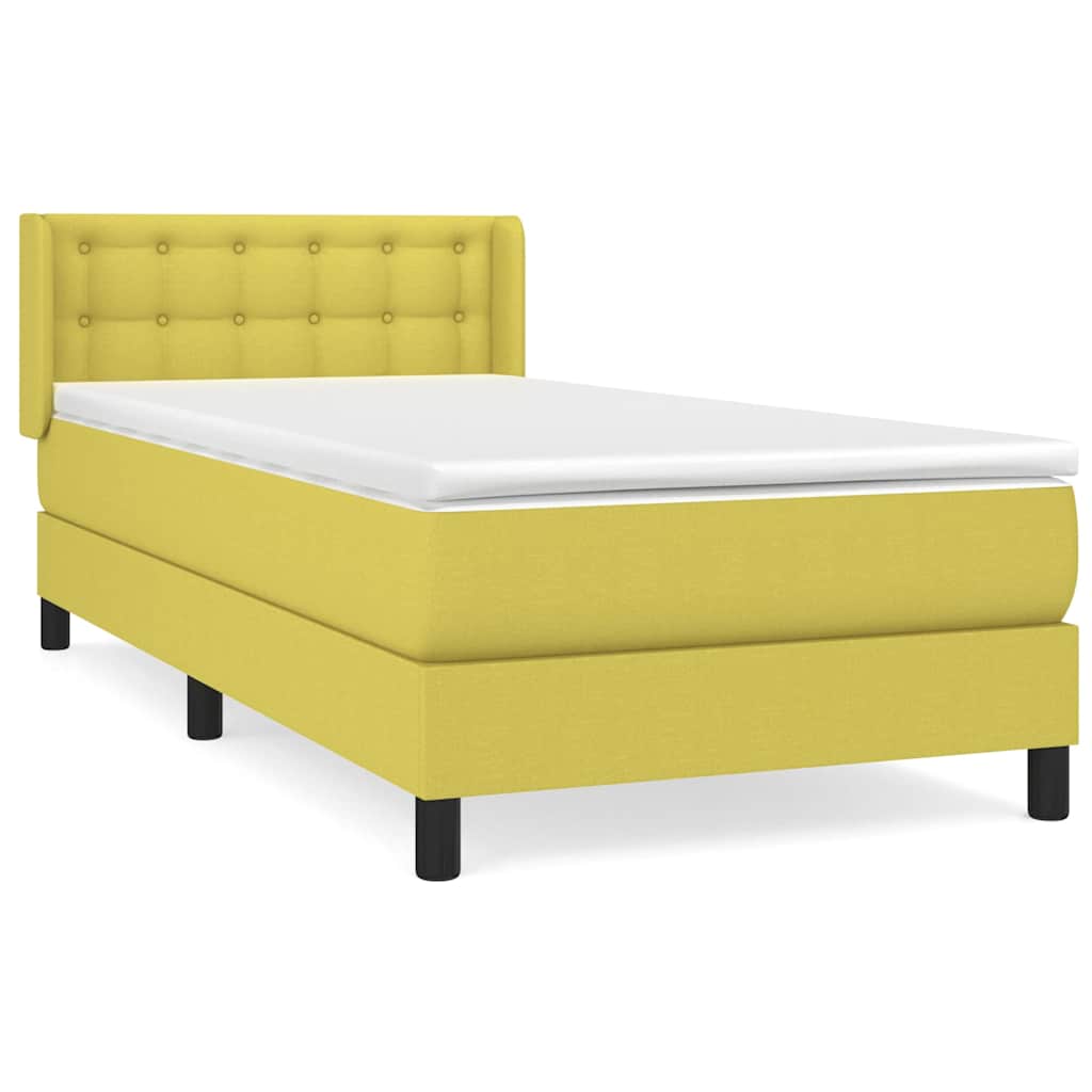 Κρεβάτι Boxspring με Στρώμα Πράσινο 100 x 200 εκ. Υφασμάτινο