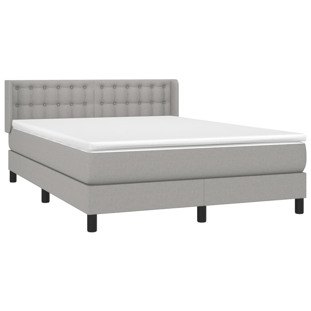 Κρεβάτι Boxspring με Στρώμα Ανοιχτό Γκρι 140x190 εκ. Υφασμάτινο