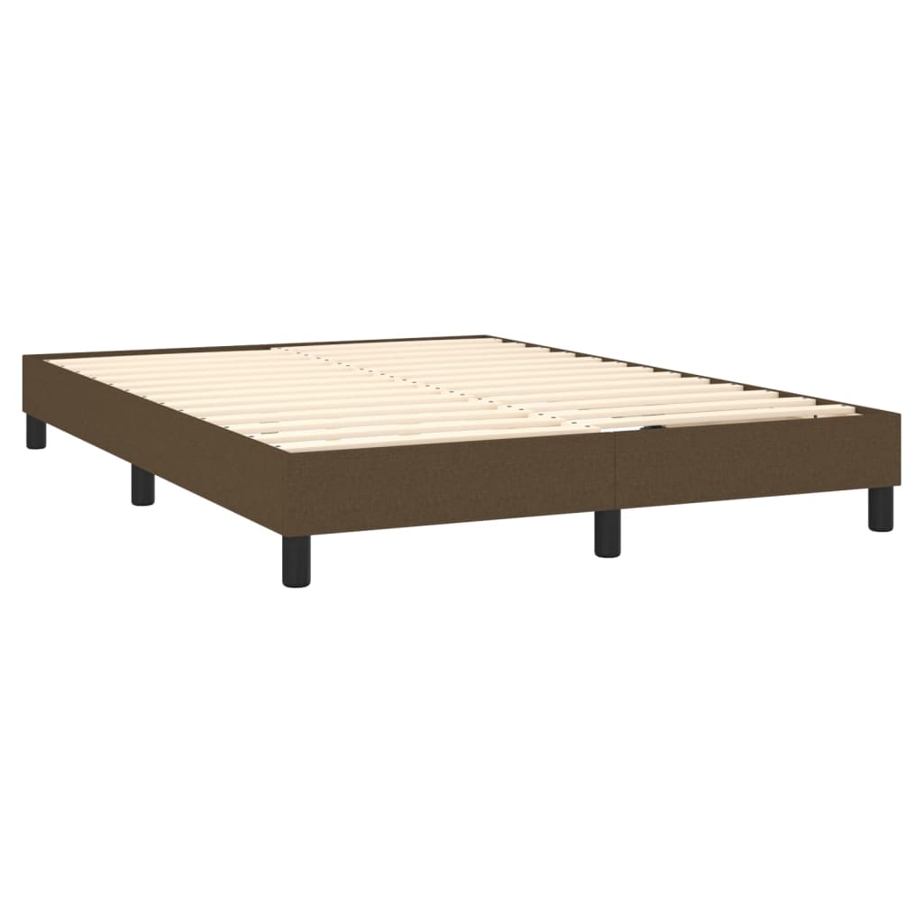 Κρεβάτι Boxspring με Στρώμα Σκούρο Καφέ 140x200 εκ Υφασμάτινο