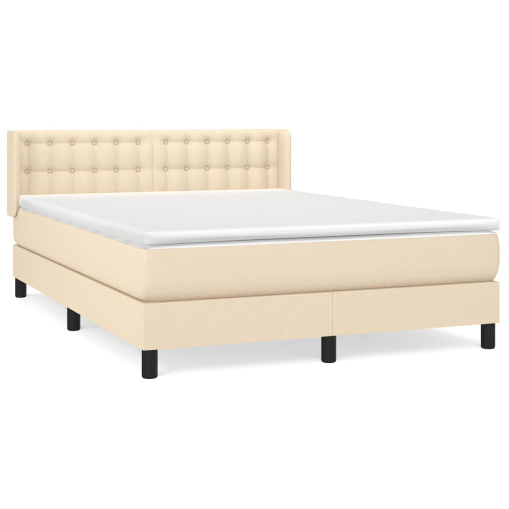 Κρεβάτι Boxspring με Στρώμα Κρεμ 140x200 εκ. Υφασμάτινο - Pakobazaar
