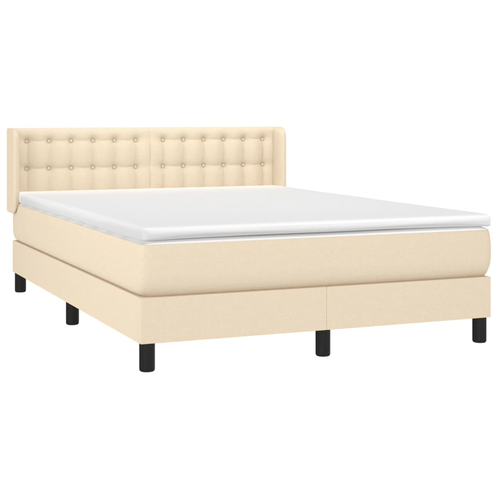 Κρεβάτι Boxspring με Στρώμα Κρεμ 140x200 εκ. Υφασμάτινο - Pakobazaar