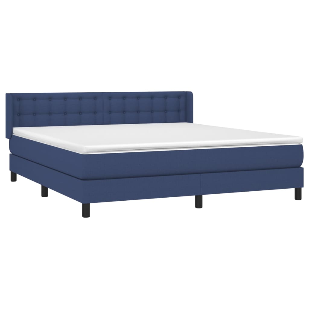 Κρεβάτι Boxspring με Στρώμα Μπλε 160x200 εκ. Υφασμάτινο