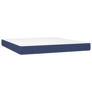 Κρεβάτι Boxspring με Στρώμα Μπλε 160x200 εκ. Υφασμάτινο