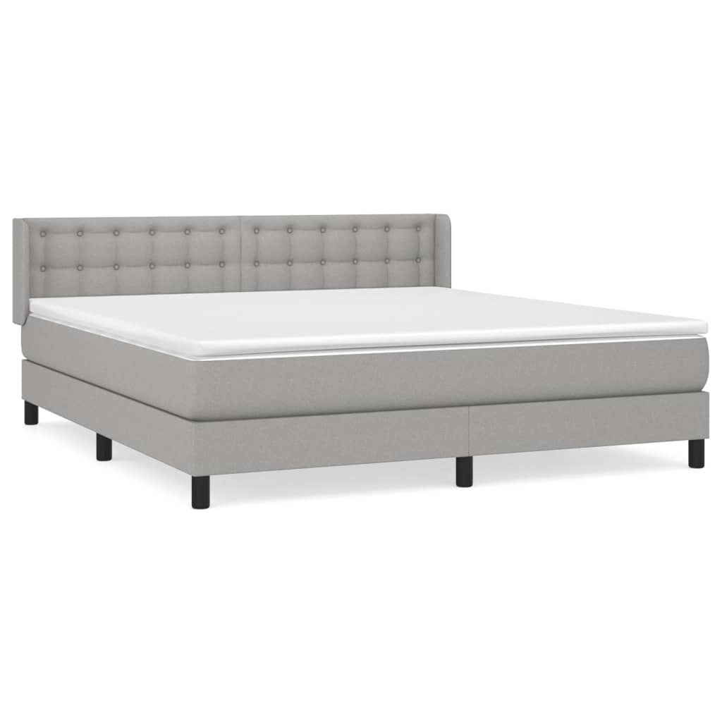 Κρεβάτι Boxspring με Στρώμα Ανοιχτό Γκρι 180x200 εκ. Υφασμάτινο