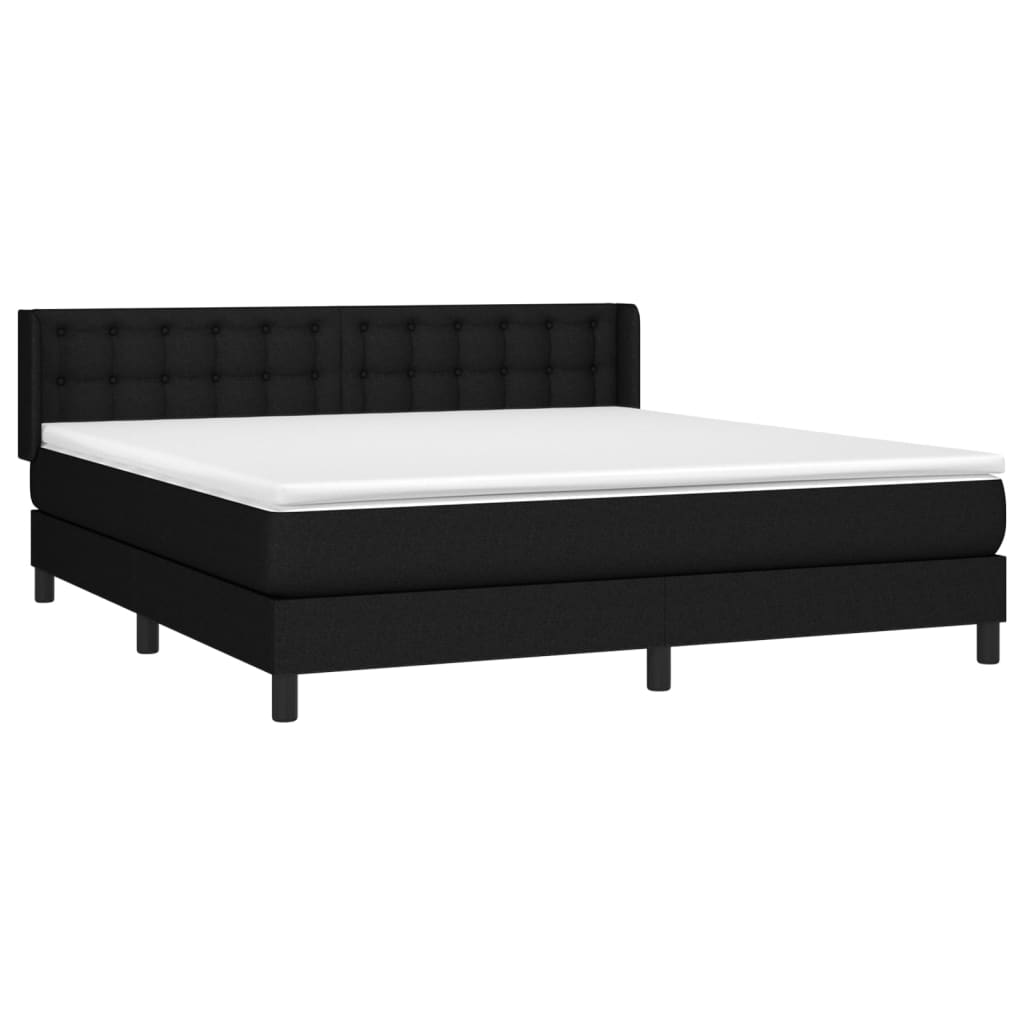 Κρεβάτι Boxspring με Στρώμα Μαύρο 180x200 εκ. Υφασμάτινο