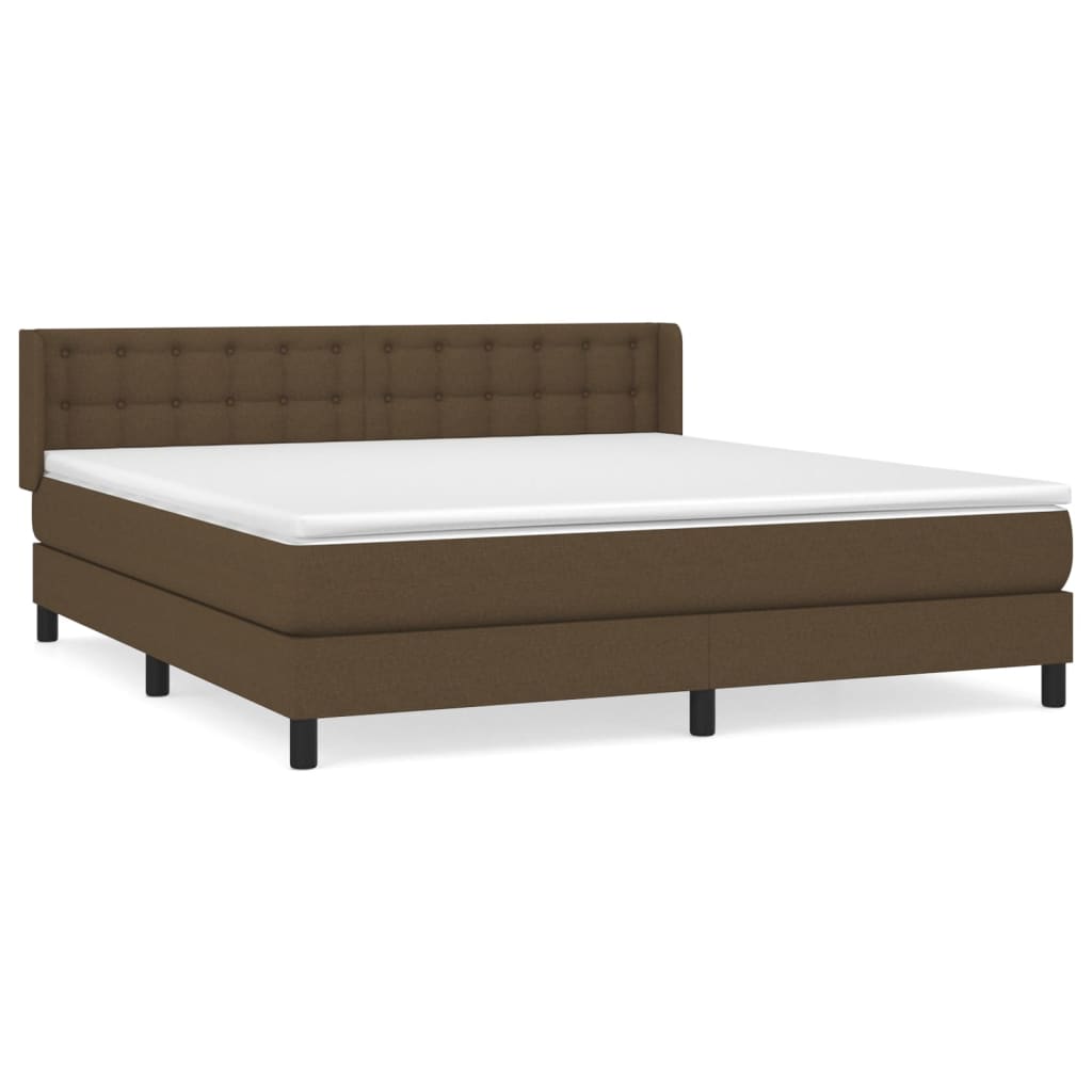 Κρεβάτι Boxspring με Στρώμα Σκούρο Καφέ 180x200 εκ Υφασμάτινο