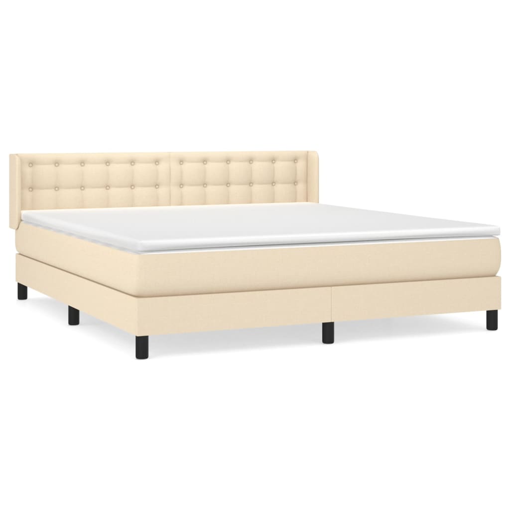 Κρεβάτι Boxspring με Στρώμα Κρεμ 180x200 εκ. Υφασμάτινο