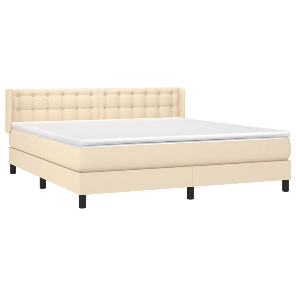 Κρεβάτι Boxspring με Στρώμα Κρεμ 180x200 εκ. Υφασμάτινο