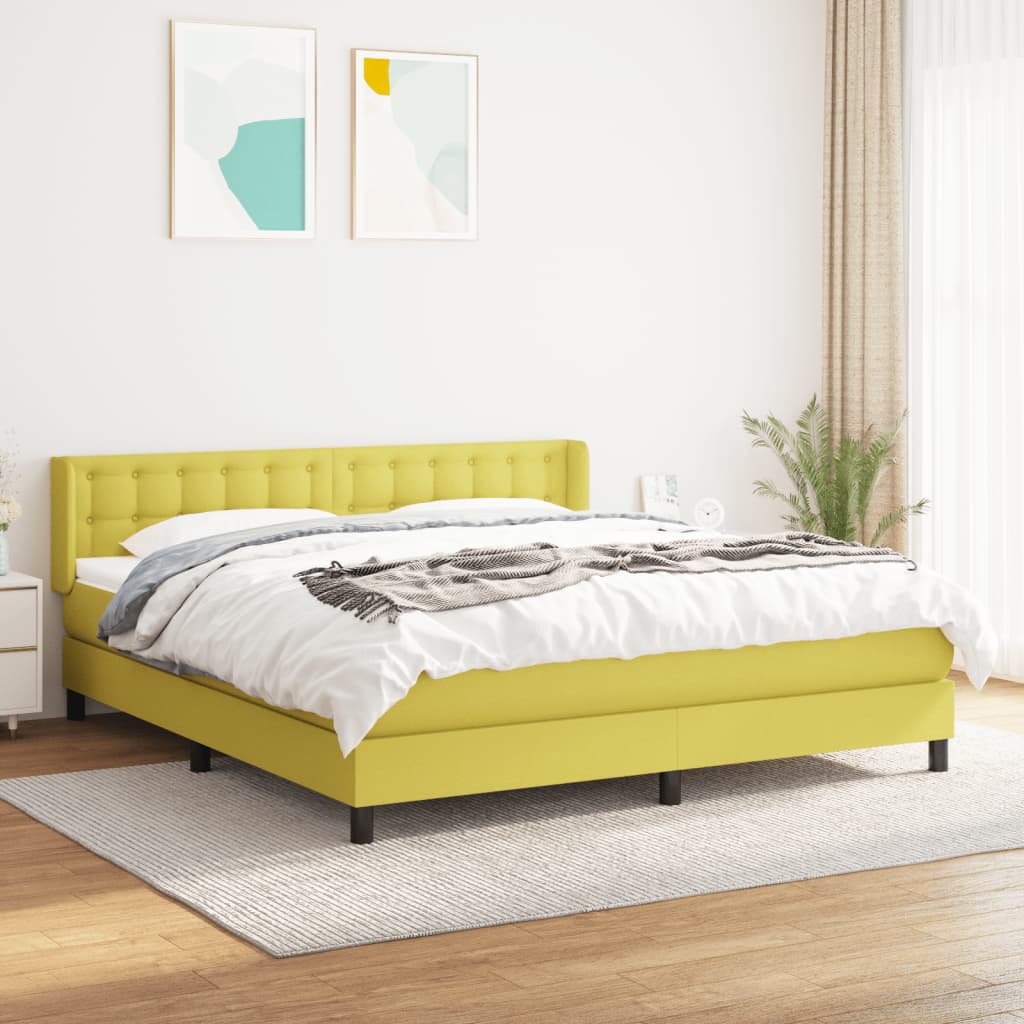Κρεβάτι Boxspring με Στρώμα Πράσινο 180x200 εκ.Υφασμάτινο