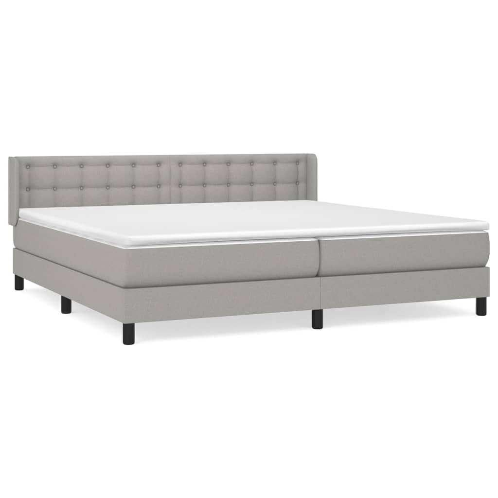 Κρεβάτι Boxspring με Στρώμα Ανοιχτό Γκρι 200x200 εκ. Υφασμάτινο - Pakobazaar