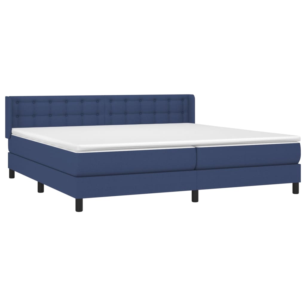 Κρεβάτι Boxspring με Στρώμα Μπλε 200x200 εκ. Υφασμάτινο