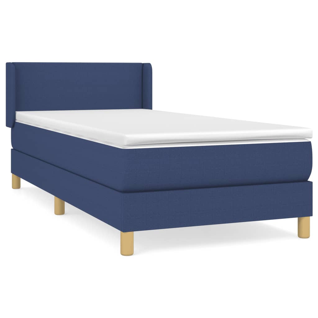 Κρεβάτι Boxspring με Στρώμα Μπλε 80x200 εκ. Υφασμάτινο