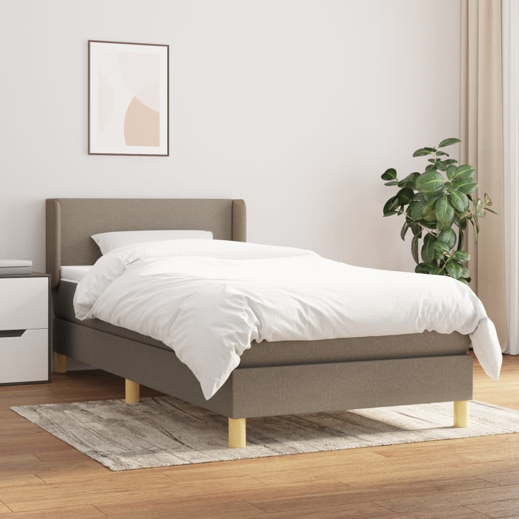 Κρεβάτι Boxspring με Στρώμα Taupe 90x190 εκ.Υφασμάτινο