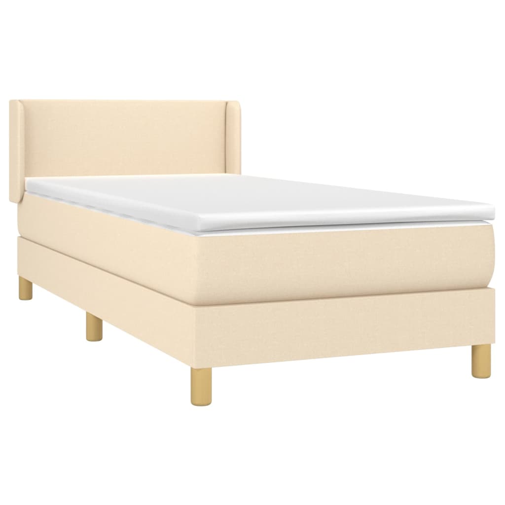 Κρεβάτι Boxspring με Στρώμα Κρεμ 90x200 εκ.Υφασμάτινο