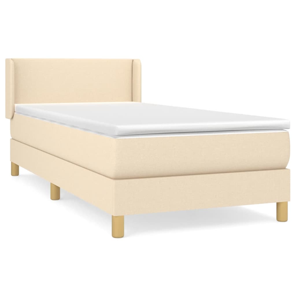 Κρεβάτι Boxspring με Στρώμα Κρεμ 100 x 200 εκ. Υφασμάτινο