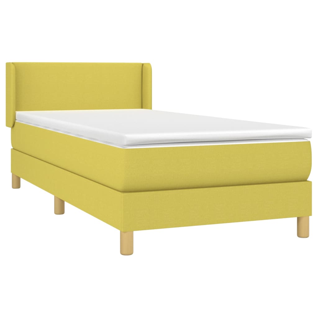 Κρεβάτι Boxspring με Στρώμα Πράσινο 100 x 200 εκ. Υφασμάτινο