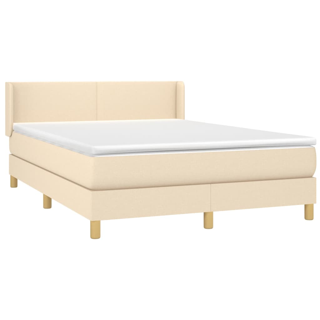 Κρεβάτι Boxspring με Στρώμα Κρεμ 140x190 εκ. Υφασμάτινο - Pakobazaar