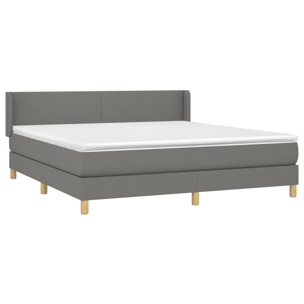 Κρεβάτι Boxspring με Στρώμα Σκούρο Γκρι 160x200 εκ Υφασμάτινο - Pakobazaar