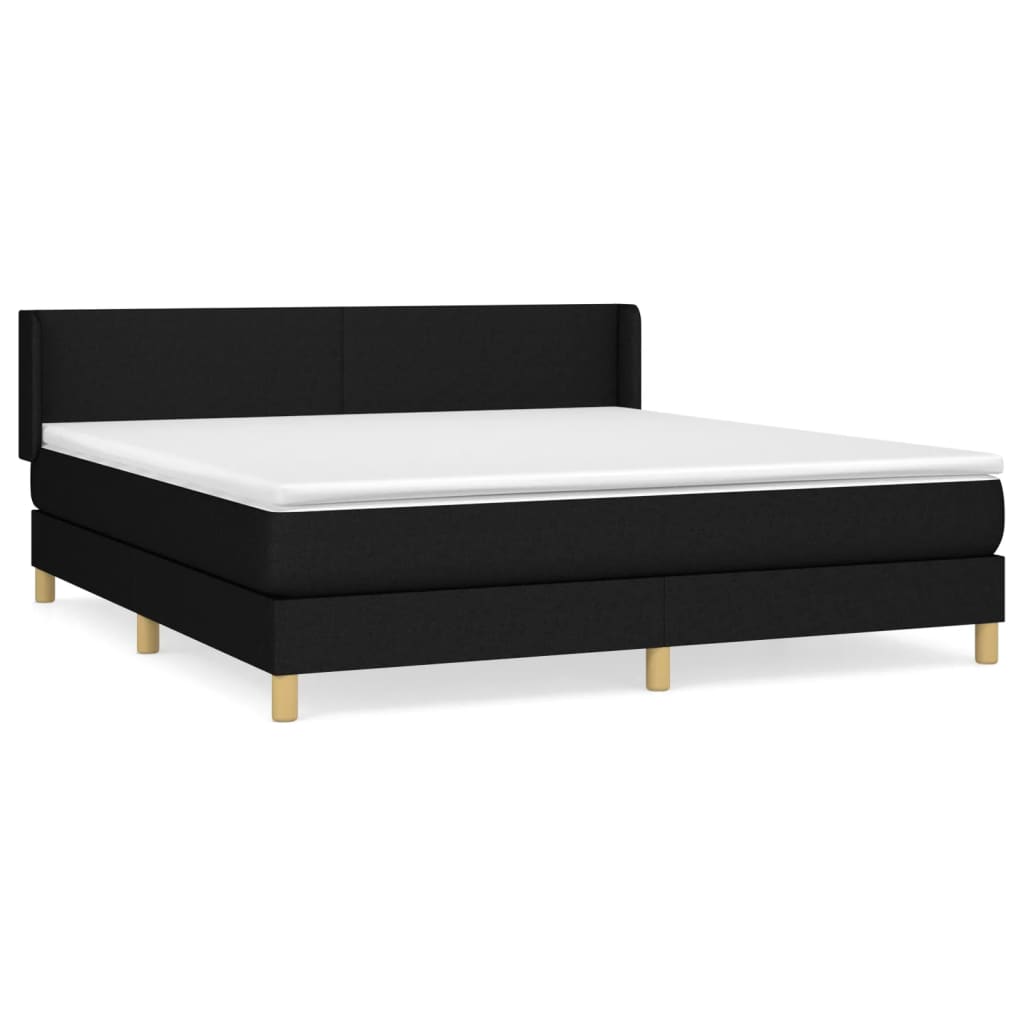 Κρεβάτι Boxspring με Στρώμα Μαύρο 160x200 εκ. Υφασμάτινο