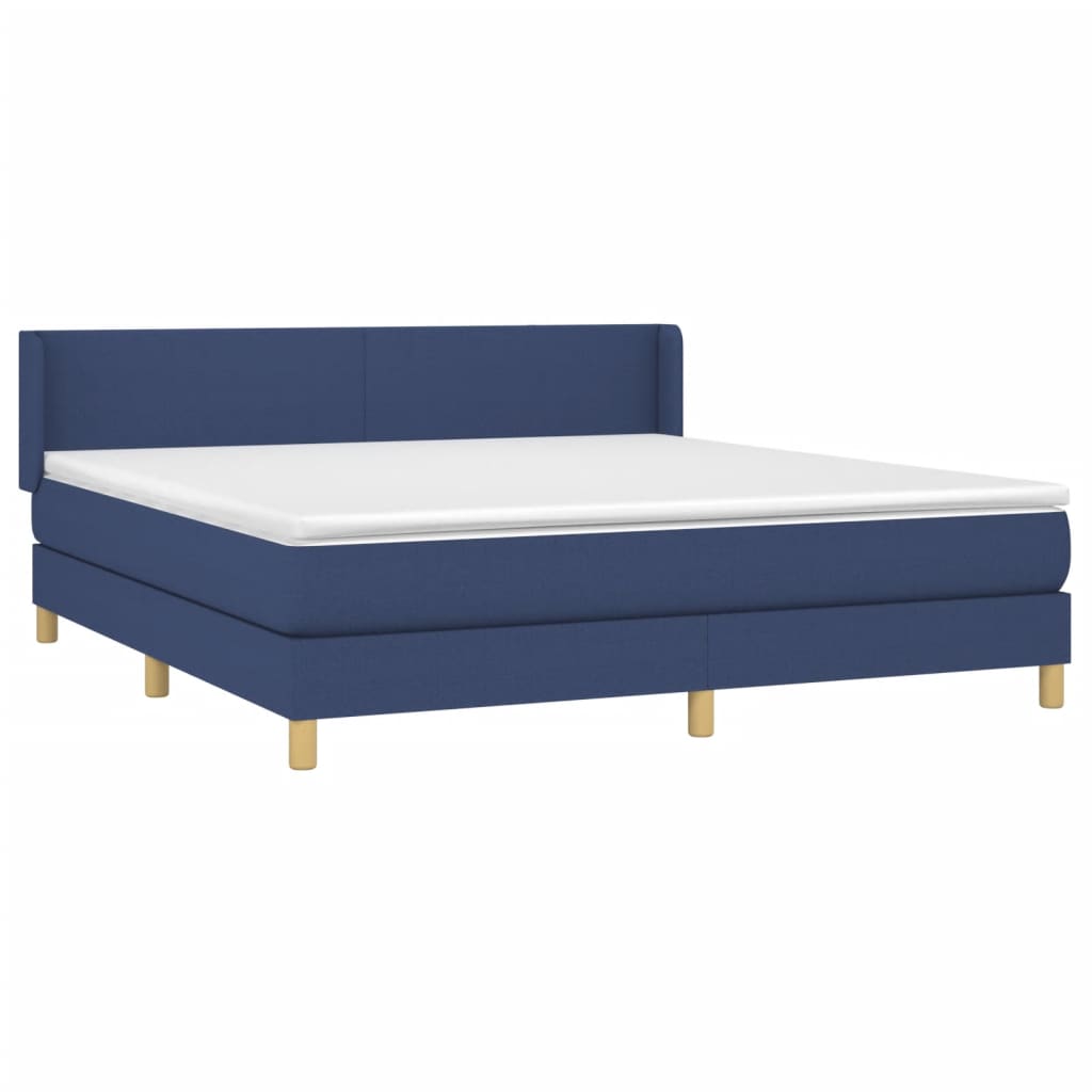 Κρεβάτι Boxspring με Στρώμα Μπλε 160x200 εκ. Υφασμάτινο
