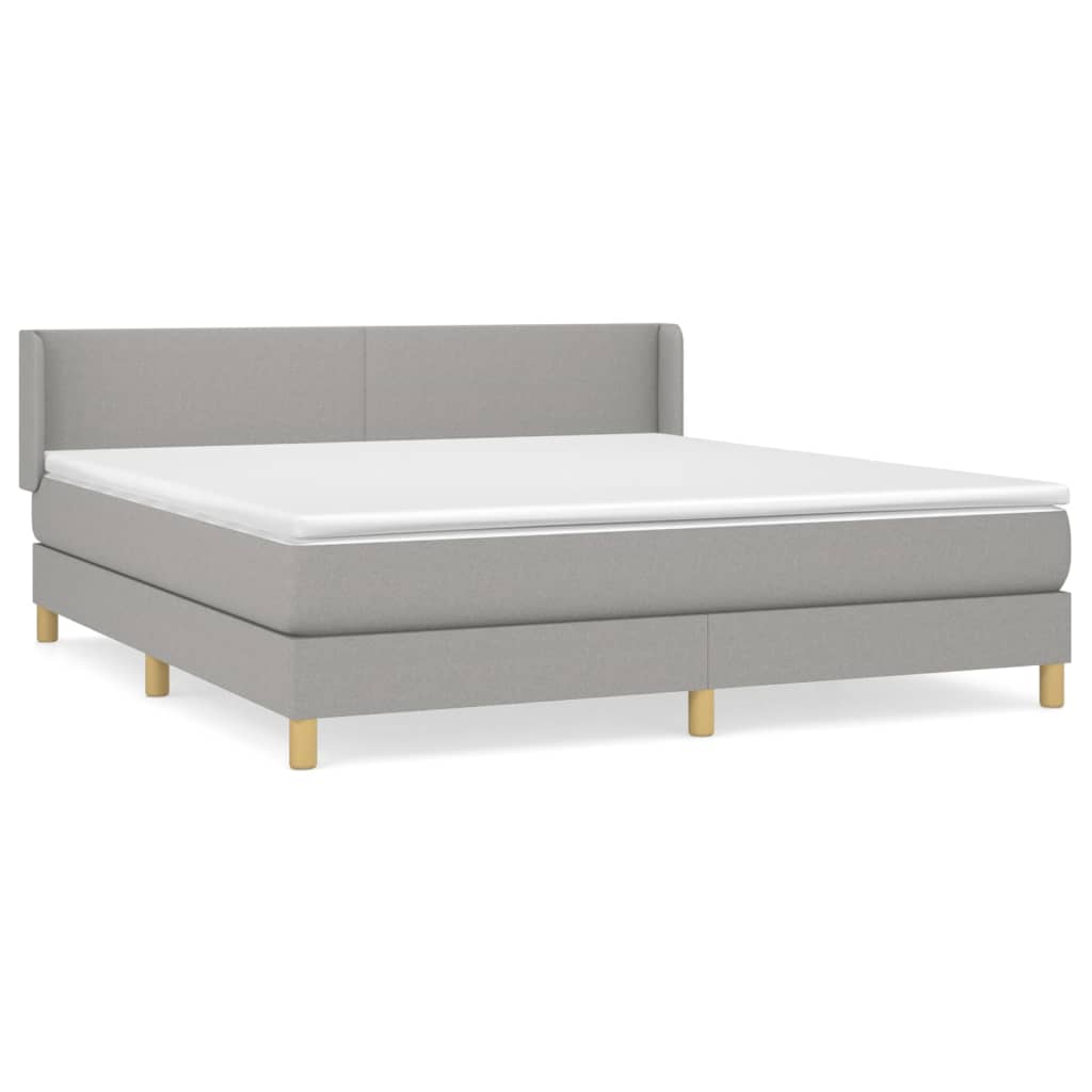Κρεβάτι Boxspring με Στρώμα Ανοιχτό Γκρι 180x200 εκ. Υφασμάτινο - Pakobazaar