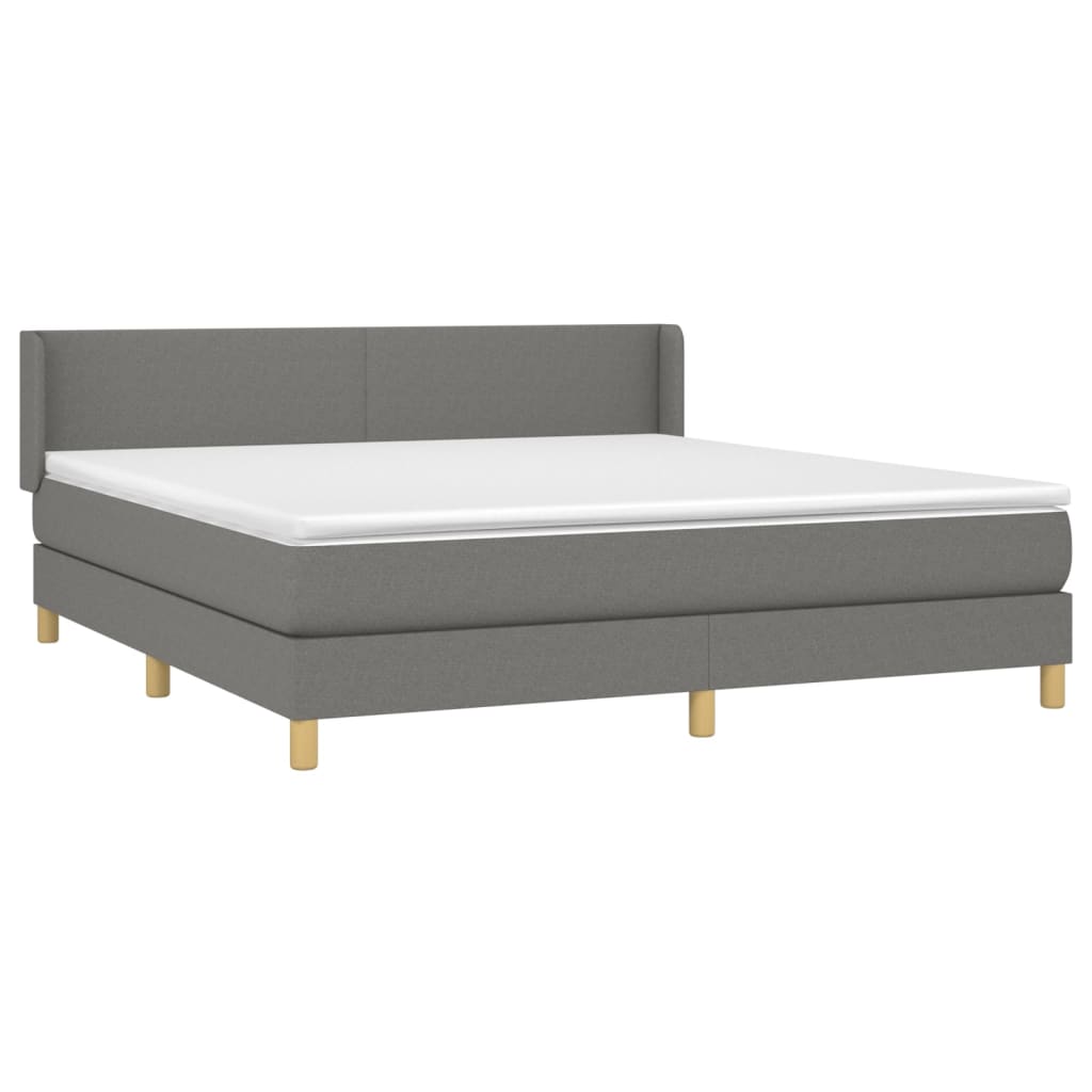 Κρεβάτι Boxspring με Στρώμα Σκούρο Γκρι 180x200 εκ Υφασμάτιν