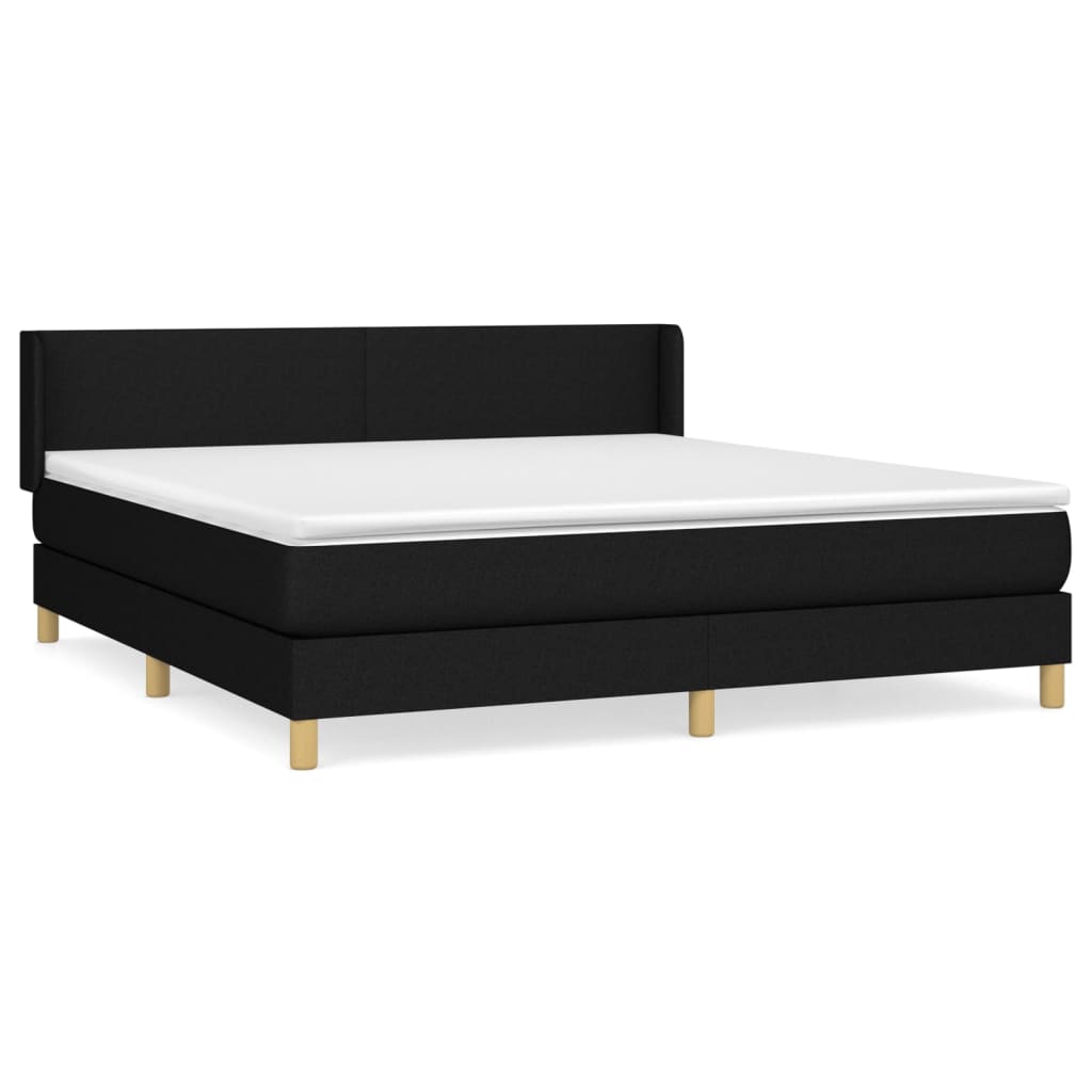 Κρεβάτι Boxspring με Στρώμα Μαύρο 180x200 εκ. Υφασμάτινο