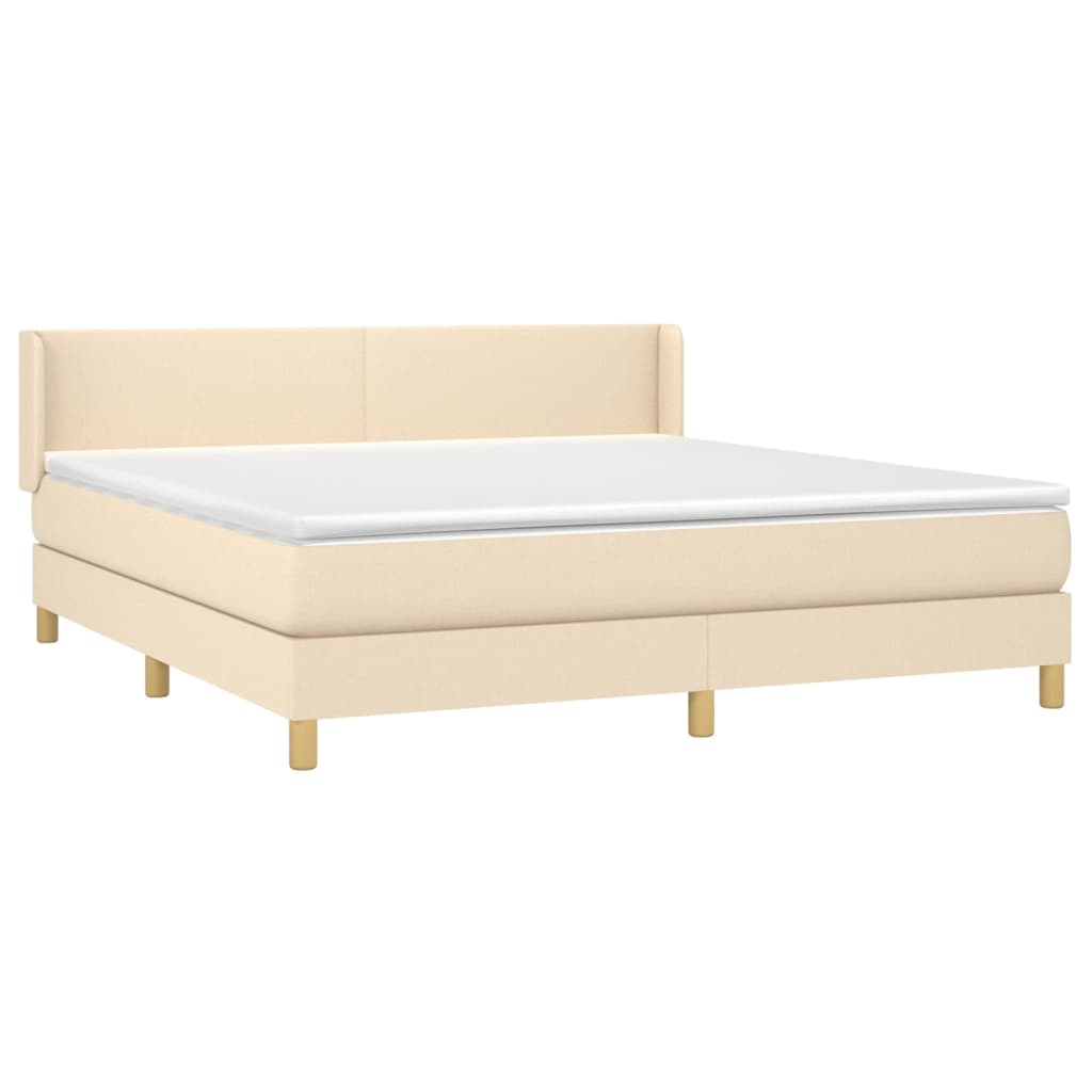 Κρεβάτι Boxspring με Στρώμα Κρεμ 180x200 εκ. Υφασμάτινο