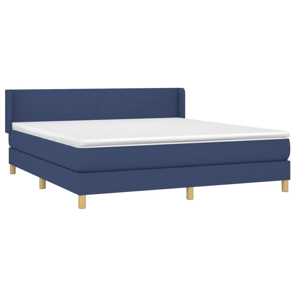 Κρεβάτι Boxspring με Στρώμα Μπλε 180x200 εκ. Υφασμάτινο