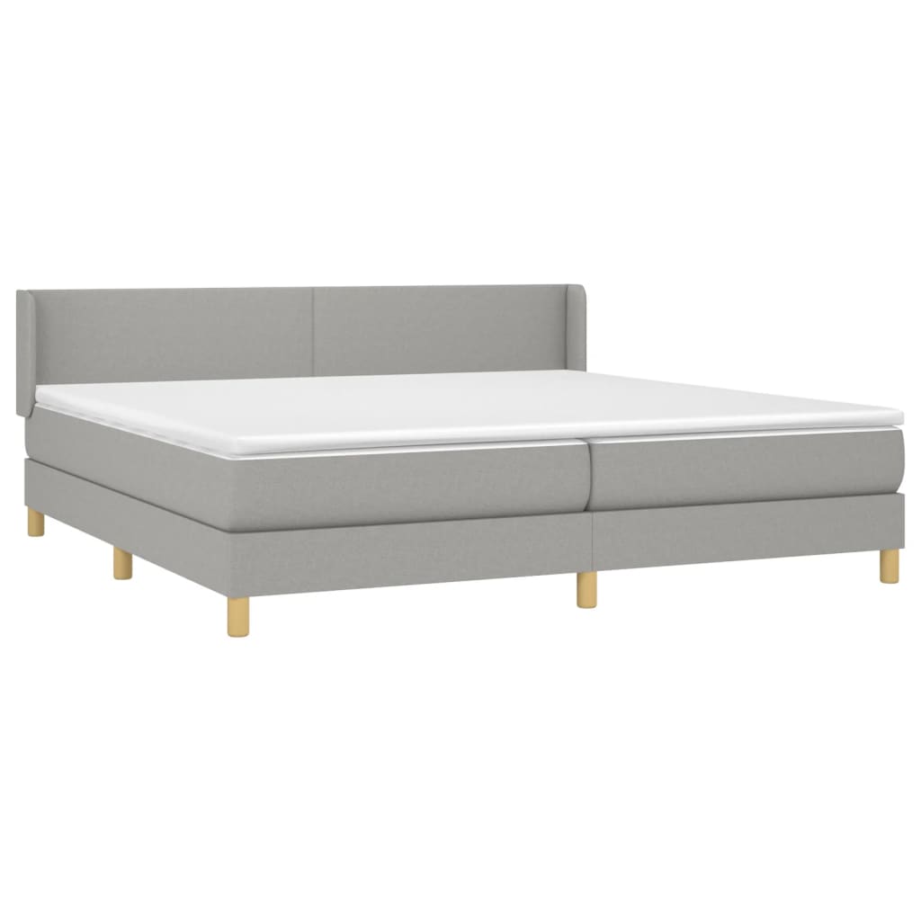 Κρεβάτι Boxspring με Στρώμα Ανοιχτό Γκρι 200x200 εκ. Υφασμάτινο