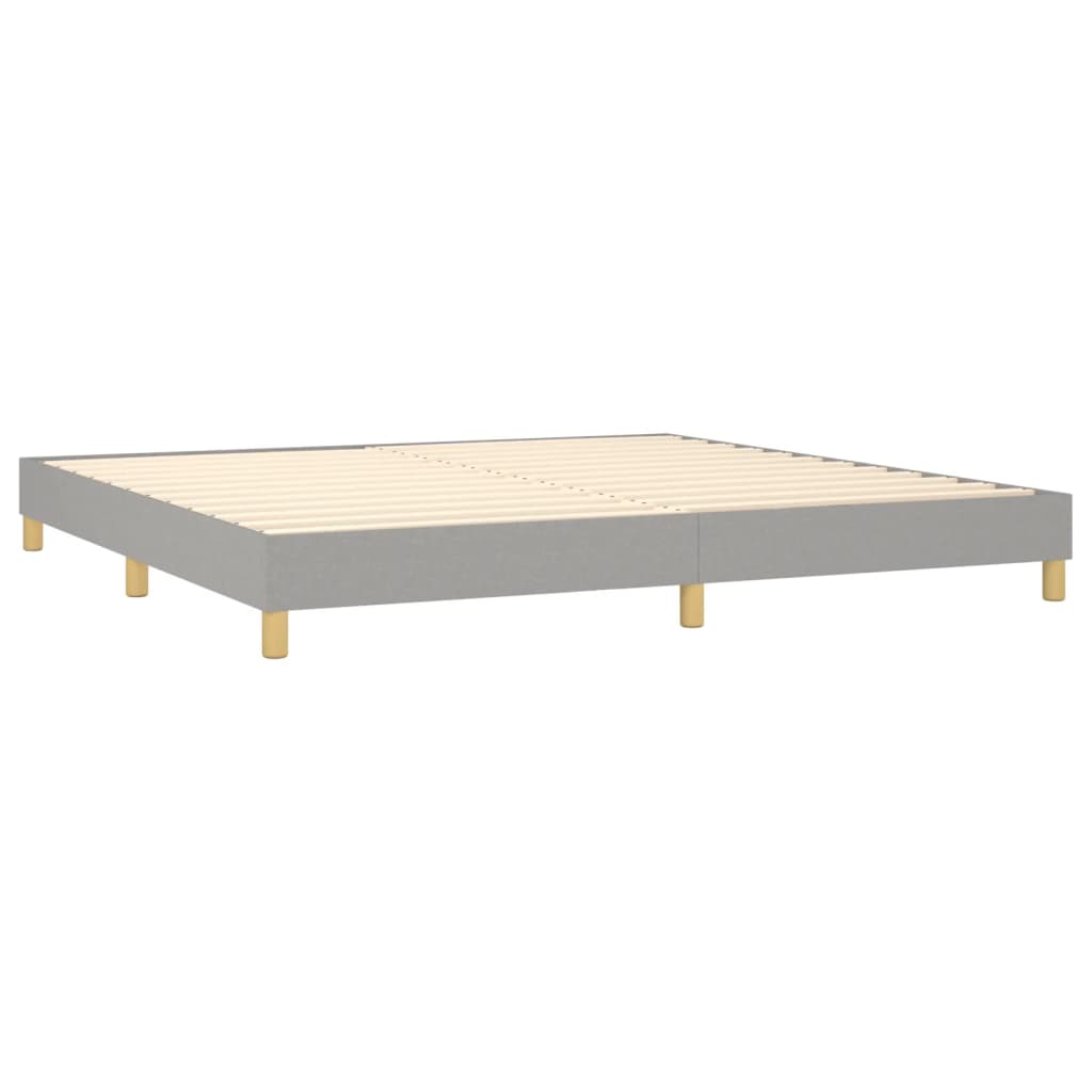 Κρεβάτι Boxspring με Στρώμα Ανοιχτό Γκρι 200x200 εκ. Υφασμάτινο