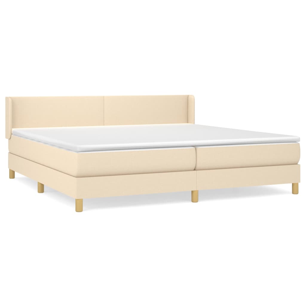 Κρεβάτι Boxspring με Στρώμα Κρεμ 200x200 εκ. Υφασμάτινο