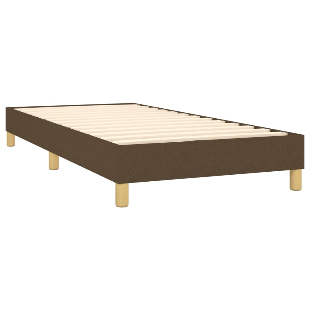 Κρεβάτι Boxspring με Στρώμα Σκούρο Καφέ 90x190 εκ. Υφασμάτινο