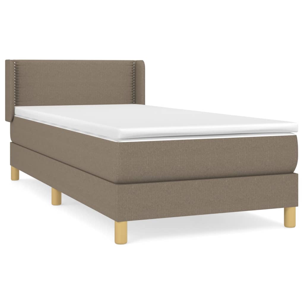 Κρεβάτι Boxspring με Στρώμα Taupe 90x200 εκ. Υφασμάτινο