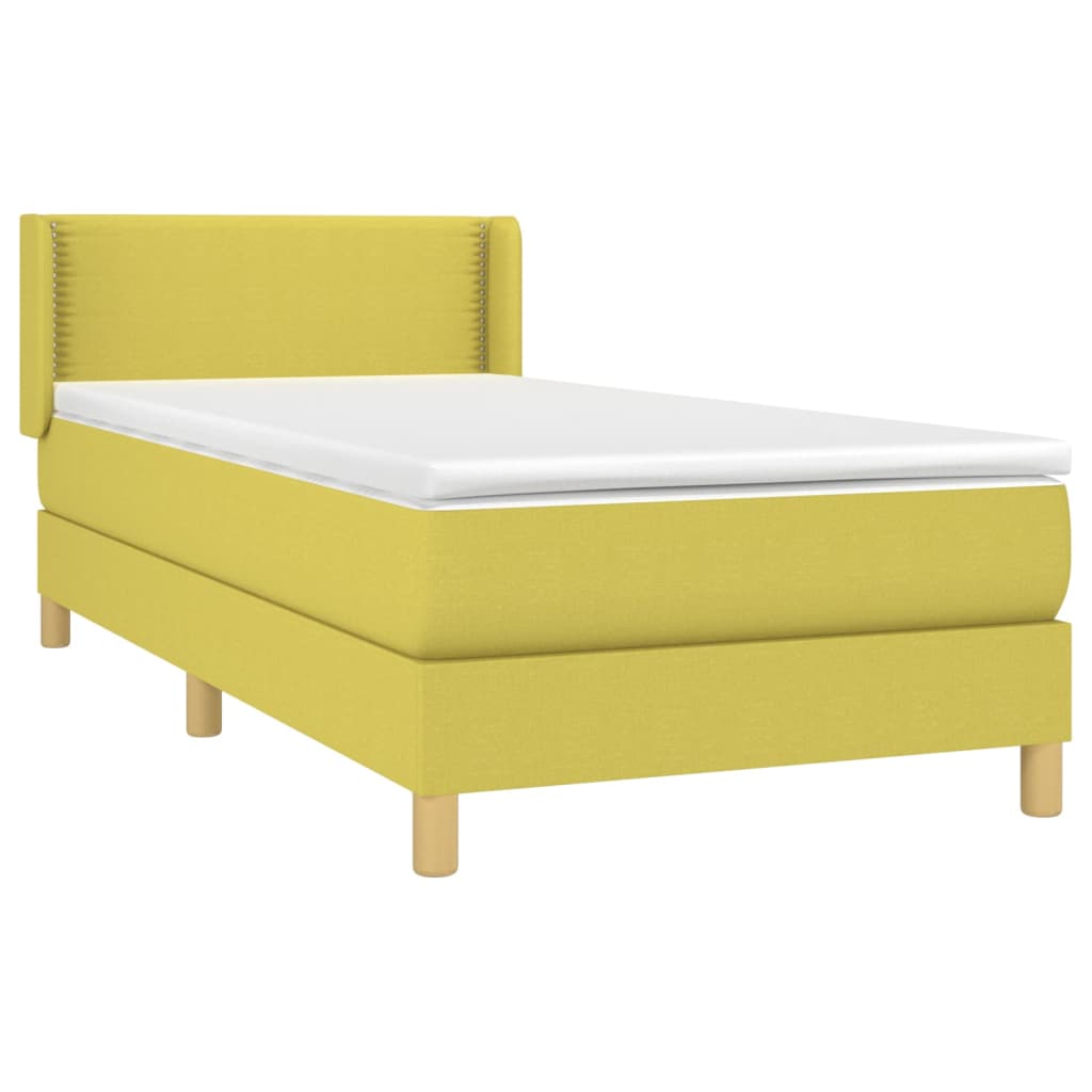 Κρεβάτι Boxspring με Στρώμα Πράσινο 90x200 εκ. Υφασμάτινο