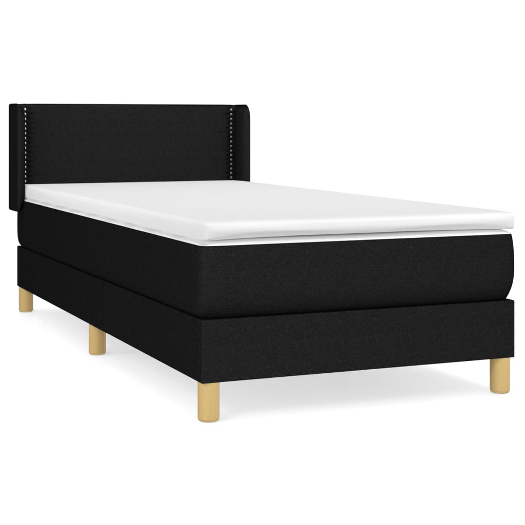 Κρεβάτι Boxspring με Στρώμα Μαύρο 100 x 200 εκ. Υφασμάτινο