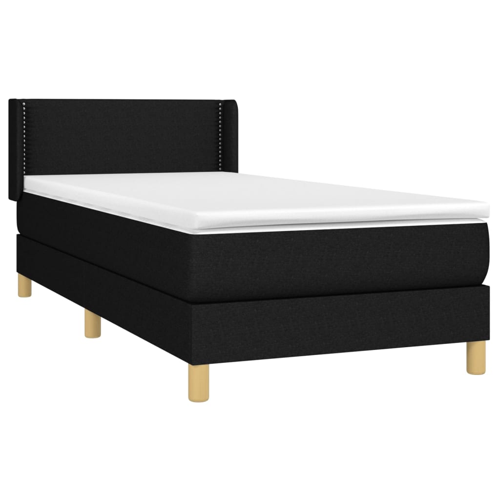 Κρεβάτι Boxspring με Στρώμα Μαύρο 100 x 200 εκ. Υφασμάτινο