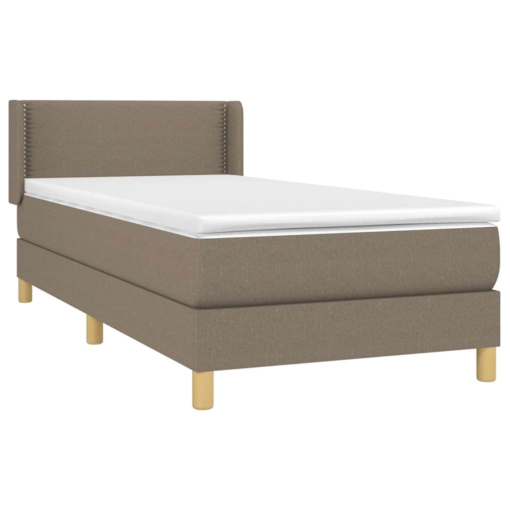 Κρεβάτι Boxspring με Στρώμα Taupe 100 x 200 εκ. Υφασμάτινο