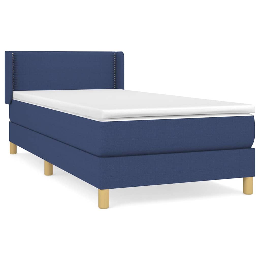 Κρεβάτι Boxspring με Στρώμα Μπλε 100 x 200 εκ. Υφασμάτινο