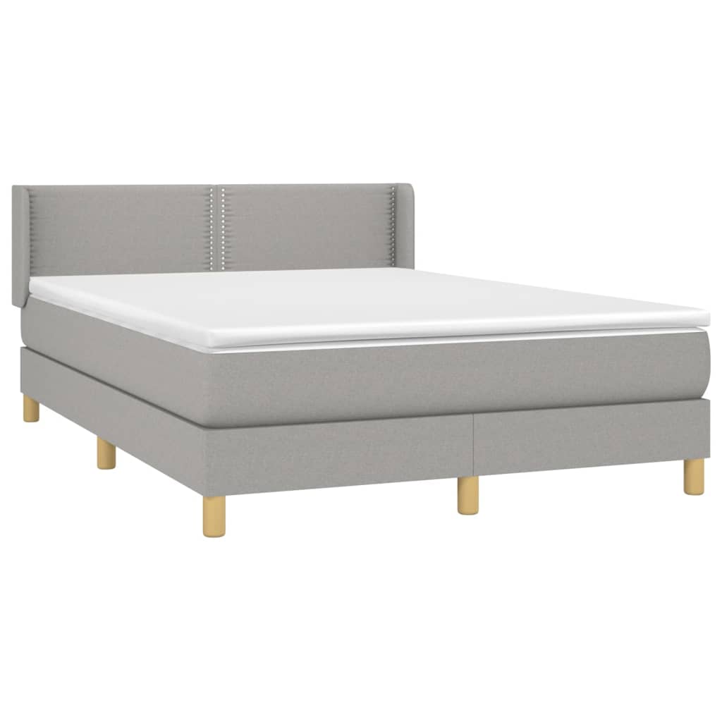 Κρεβάτι Boxspring με Στρώμα Ανοιχτό Γκρι 140x190 εκ. Υφασμάτινο - Pakobazaar