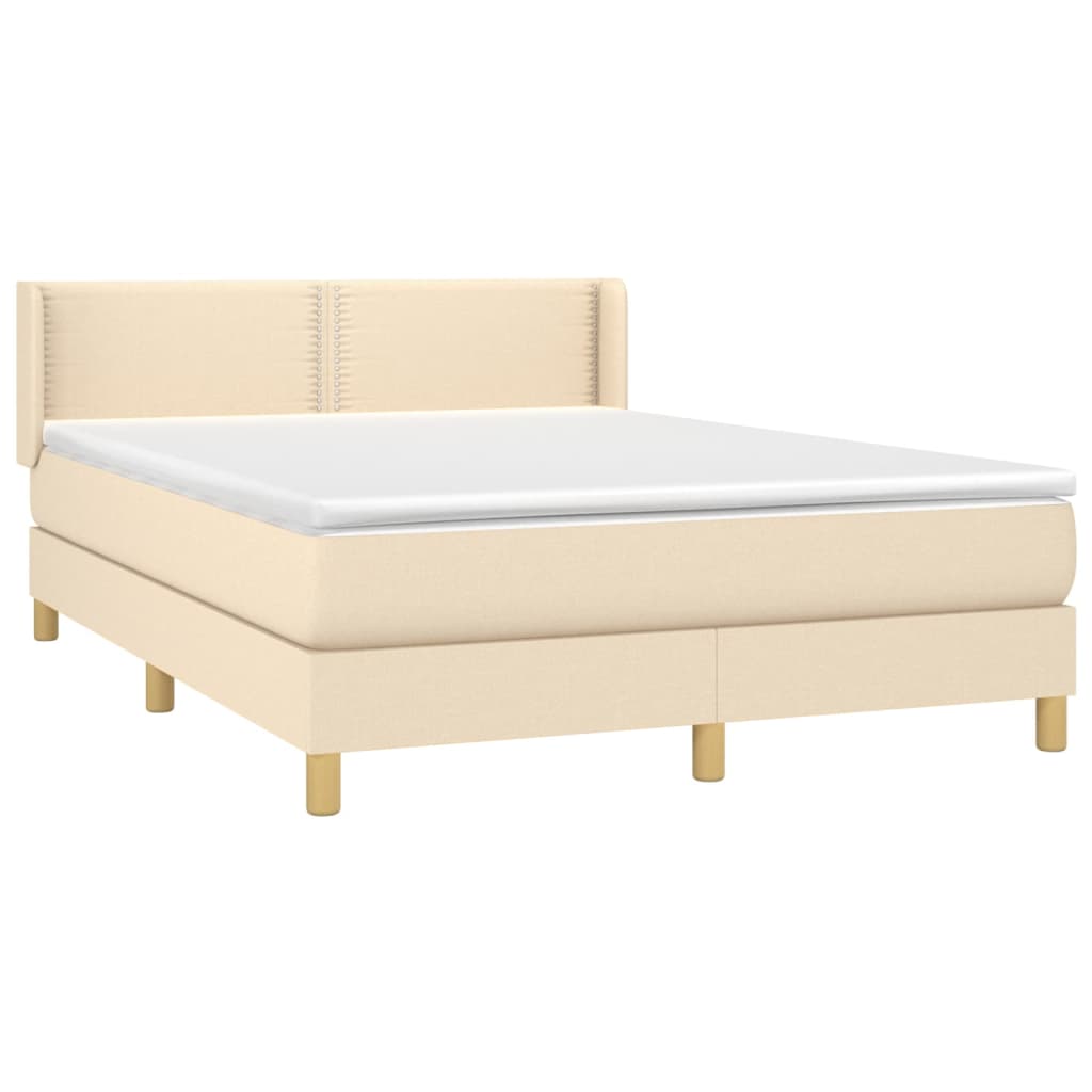 Κρεβάτι Boxspring με Στρώμα Κρεμ 140x190 εκ. Υφασμάτινο - Pakobazaar