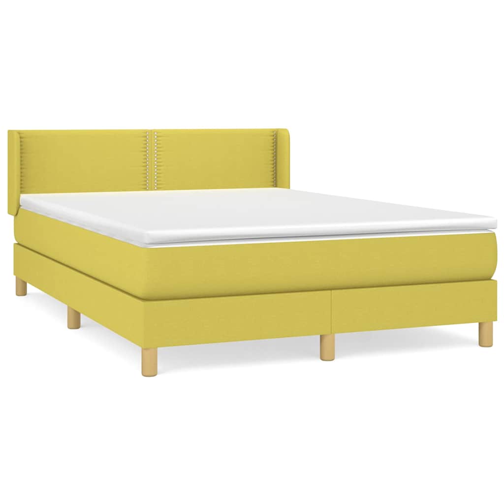 Κρεβάτι Boxspring με Στρώμα Πράσινο 140x190 εκ. Υφασμάτινο