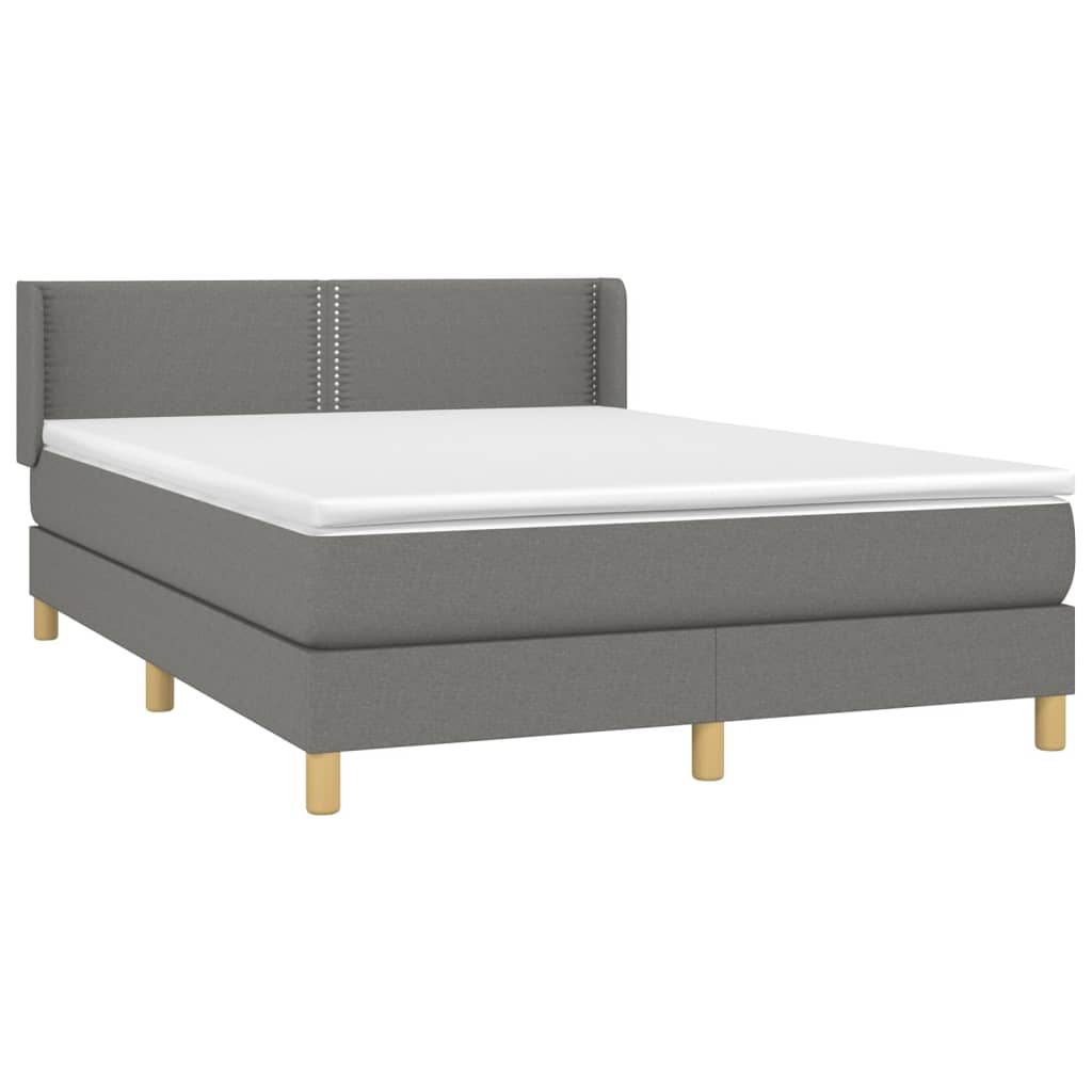 Κρεβάτι Boxspring με Στρώμα Σκούρο Γκρι 140x200 εκ Υφασμάτινο