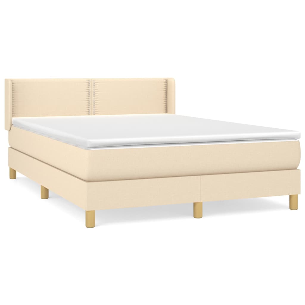 Κρεβάτι Boxspring με Στρώμα Κρεμ 140x200 εκ. Υφασμάτινο