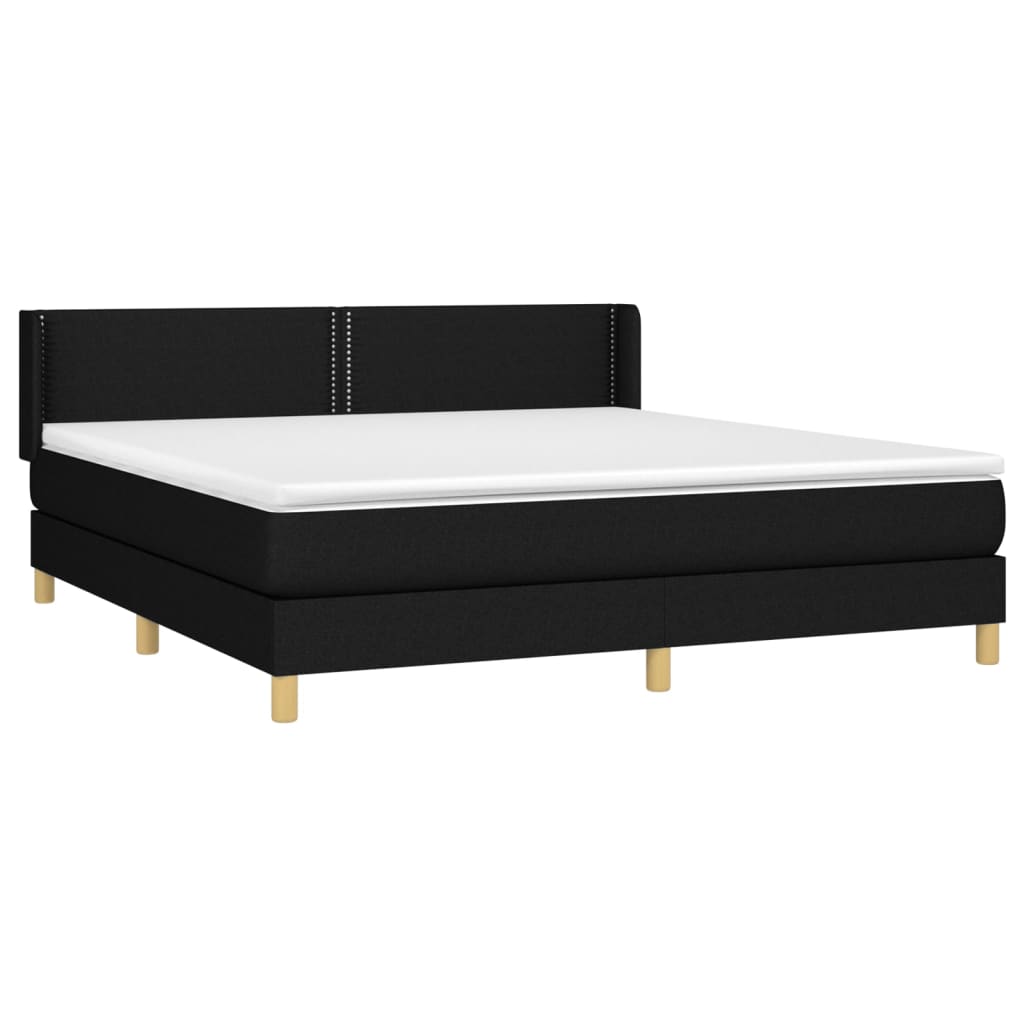 Κρεβάτι Boxspring με Στρώμα Μαύρο 160x200 εκ. Υφασμάτινο